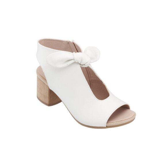 GC Shoes Women's Kimora Knot Detail Block Heel Dress Sandals, White Size 7M - Picture 1 of 4